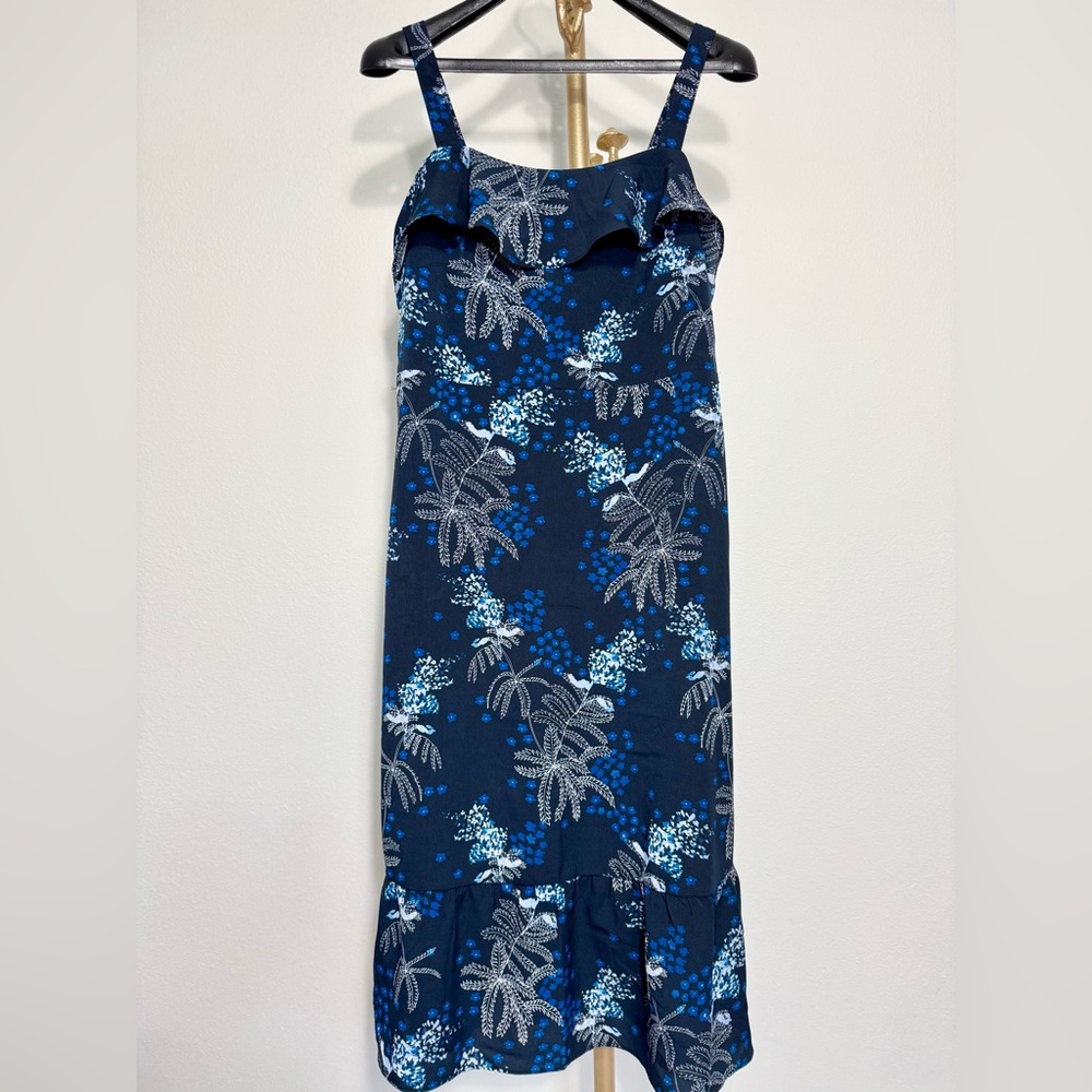 Banana Republic Navy Blue Floral Midi Dress